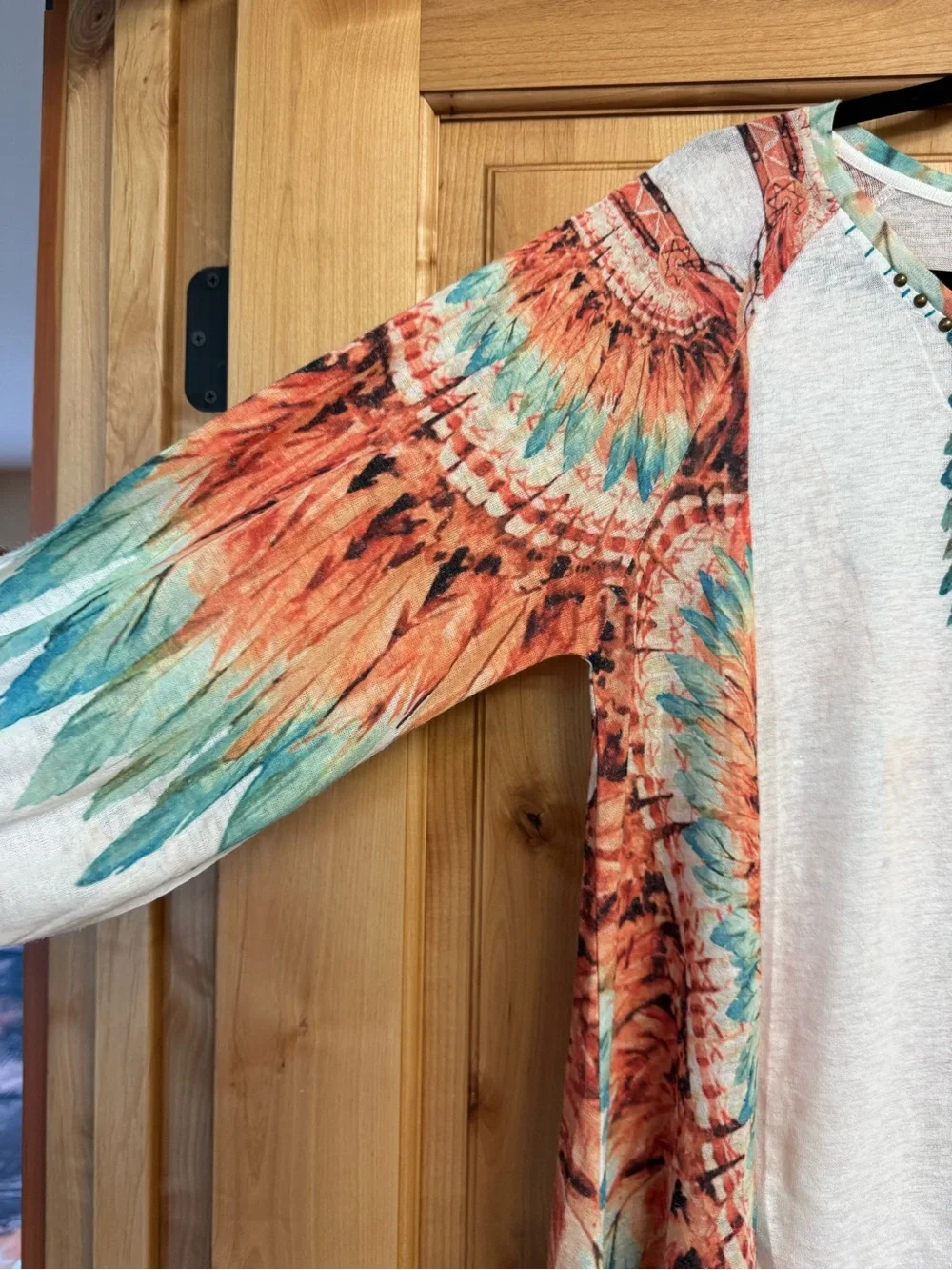 Feather Print Womens Top - Picture 4 of 11